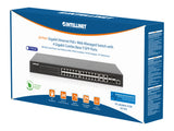 Commutateur Gigabit Ethernet PoE+ 24-ports géré par une interface internet avec 4 ports Gigabit combo base-T/SFP Packaging Image 2