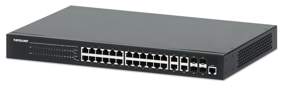 Commutateur Gigabit Ethernet PoE+ 24-ports géré par une interface internet avec 4 ports Gigabit combo base-T/SFP Image 1