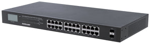 Commutateur Gigabit Ethernet 24 ports PoE+ avec 2 ports SFP et Affichage LCD Image 1