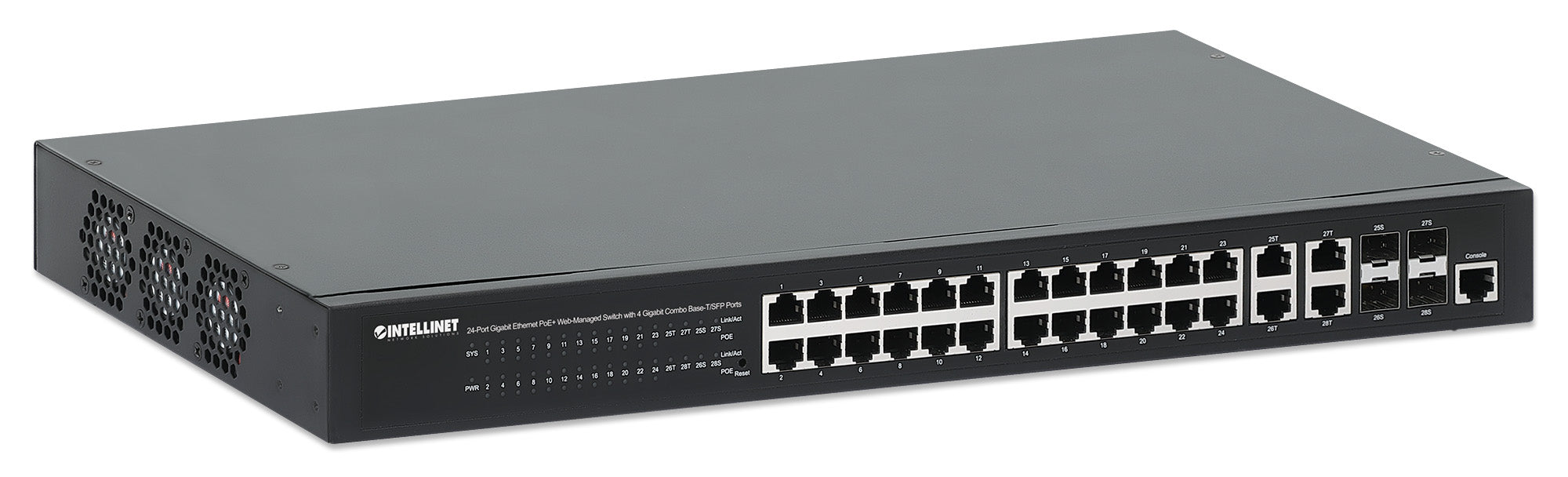 Intellinet Commutateur Gigabit Ethernet PoE+ 24-ports géré par une  interface internet avec 4 ports Gigabit combo base-T/SFP (561426)